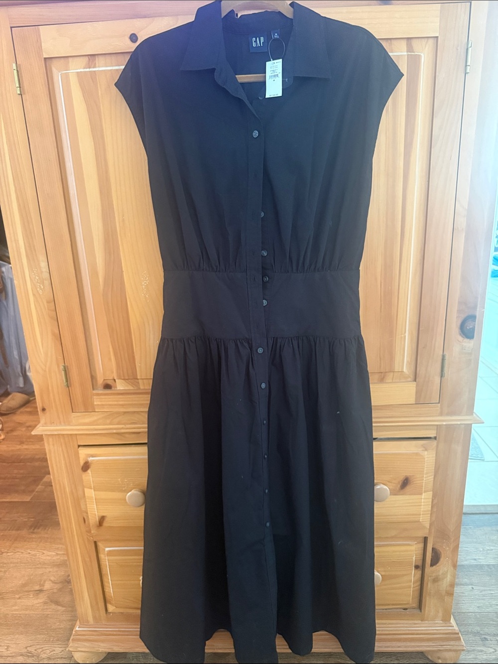 GAP Black Button-Front poplin Maxi Dress NWT medium